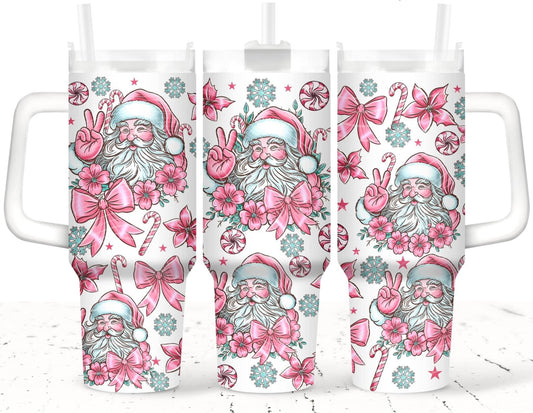 PINK SANTA 40OZ TUMBLER